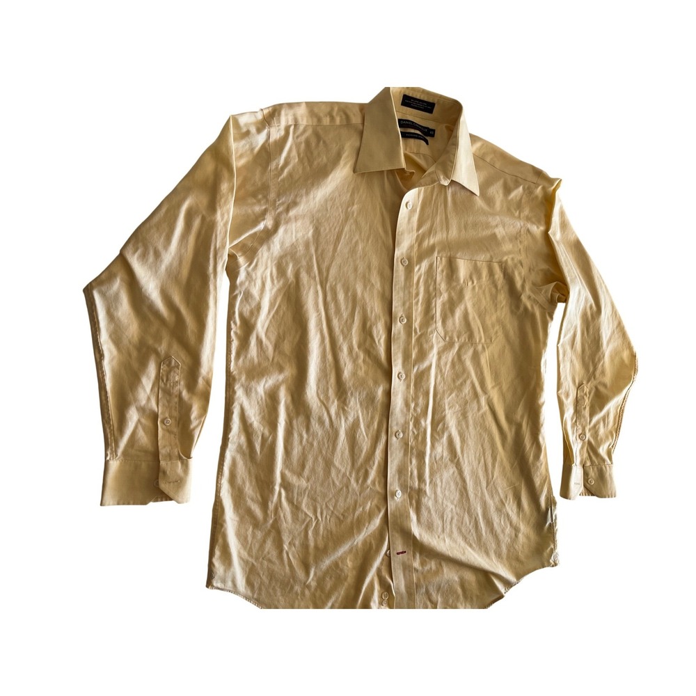 Daniel Cremieux Richard Shirt Mens 16 34 Yellow Cotton Button Down Dress Shirt
